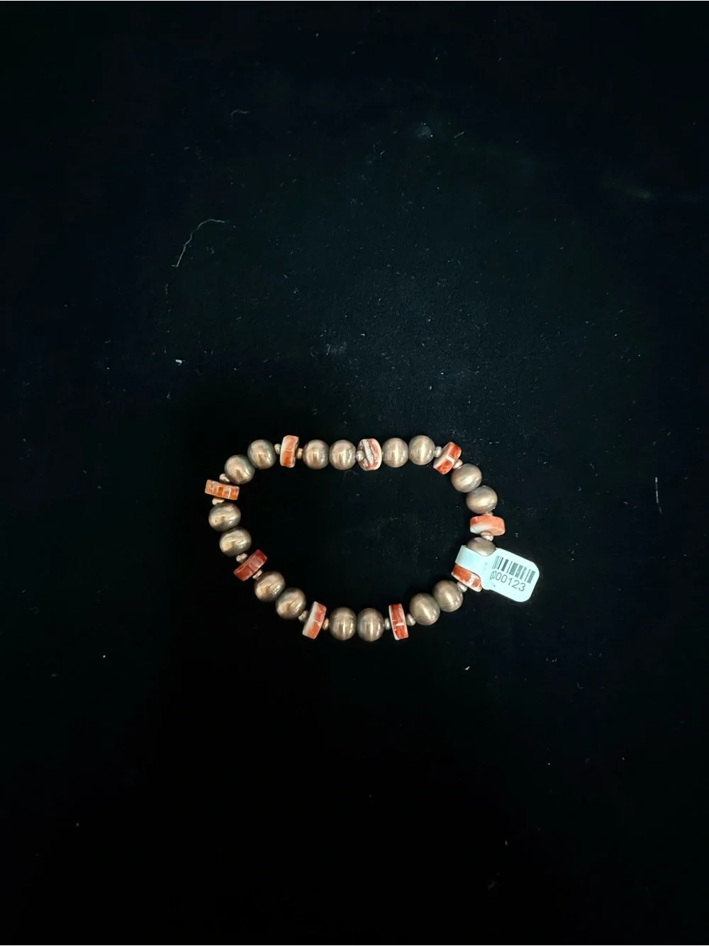 Handmade Copper and Spiny Oyster Shell Bead Stretch Bracelet